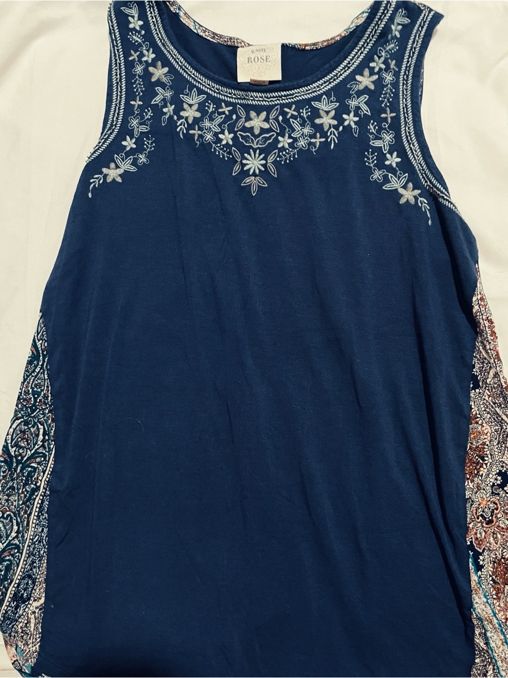 Embroidered and Silver beading Tank Top with Floral Back, Knox Rose